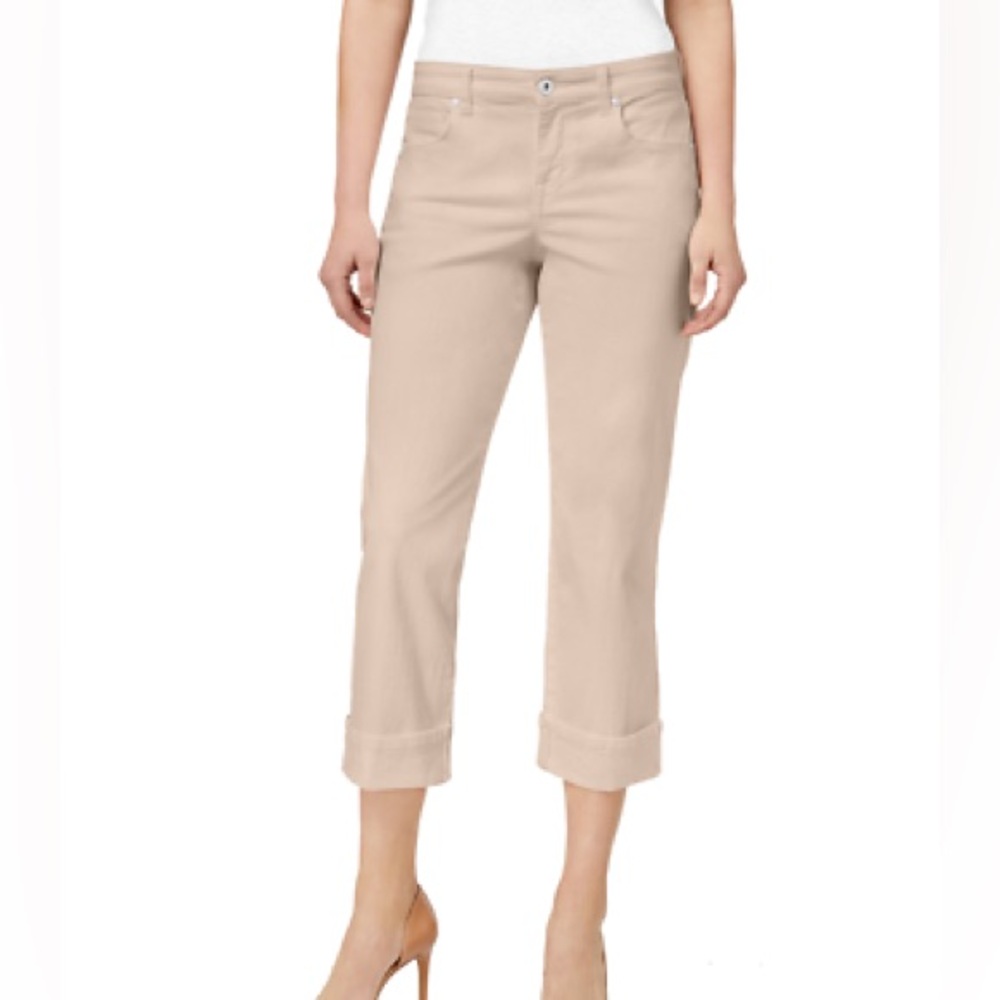 Style & Co. Curvy Capri Cuffed Light Blush Pink Five Pocket Cotton Pant S4 EUC